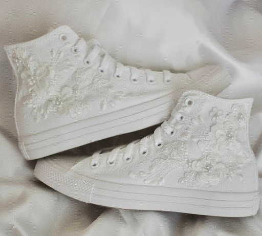 Bespoke Luxury Floral Embroidered Bridal Sneakers