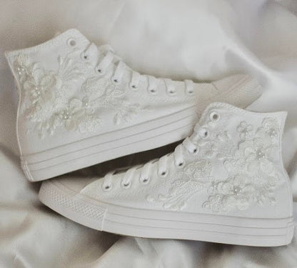 Bespoke Luxury Floral Embroidered Bridal Sneakers