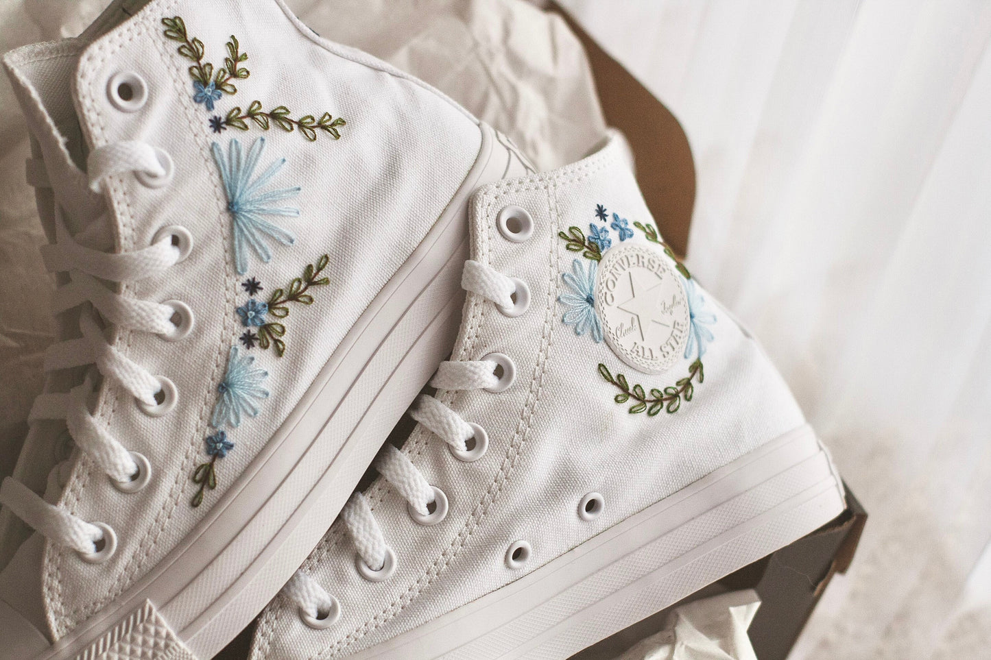 Bespoke 'Something Blue' High-top Embroidered Sneakers