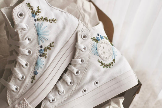 Bespoke 'Something Blue' High-top Embroidered Sneakers