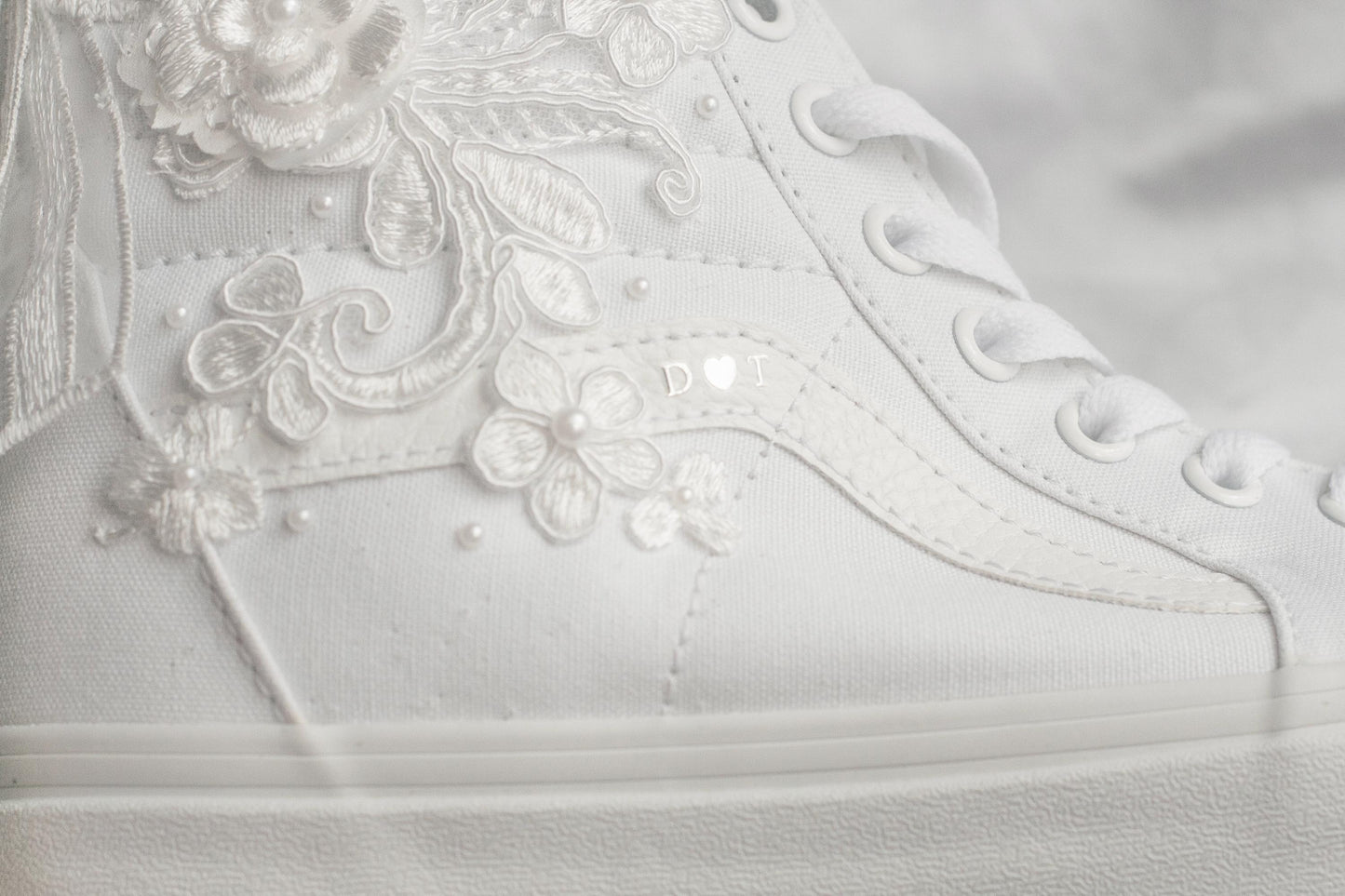 Custom High-top Floral Bridal Sneakers
