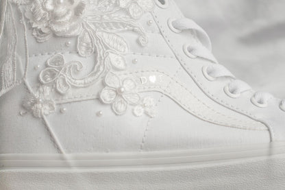 Custom High-top Floral Bridal Sneakers