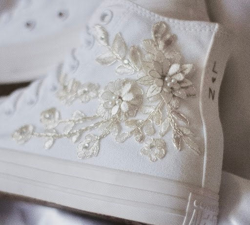 Bespoke Platinum Luxury Embroidered Bridal Sneaker