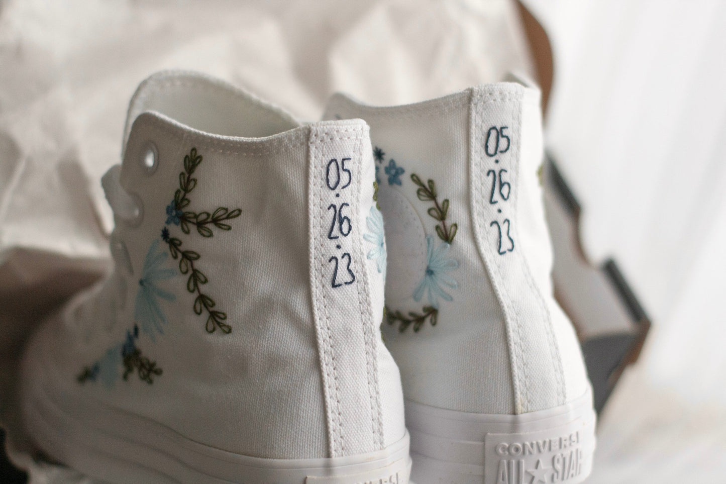 Bespoke 'Something Blue' High-top Embroidered Sneakers