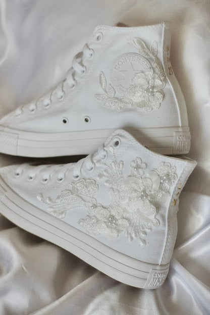 Bespoke Luxury Floral Embroidered Bridal Sneakers
